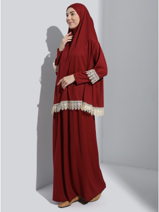 BORDEAUX - Tenue de Prière 2 Pièces Dentelle