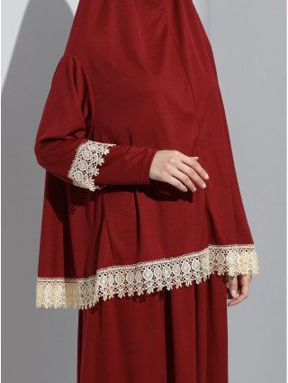 BORDEAUX - Tenue de Prière 2 Pièces Dentelle