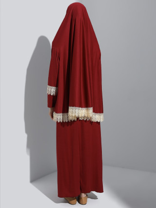 BORDEAUX - Tenue de Prière 2 Pièces Dentelle