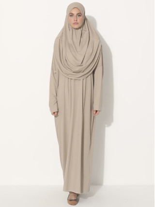 BEIGE-Tenue de Prière Tout-en-Un avec Hijab Intégré