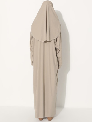 BEIGE-Tenue de Prière Tout-en-Un avec Hijab Intégré