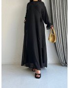 Noir - Abaya Croisée à Nouer