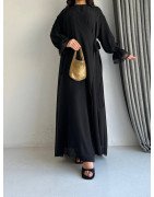 Noir - Abaya Croisée à Nouer