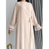 Abaya Croisée à Nouer beige - Sanastyle