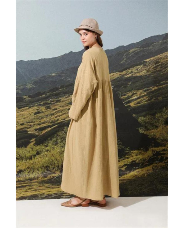 Robe Gaufrée Camel