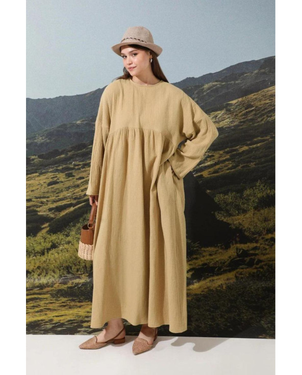 Robe Gaufrée Camel