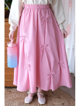 Jupe Trapèze à Nœud Rose