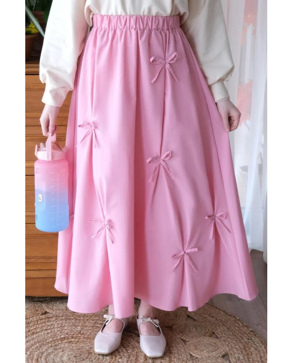 Jupe Trapèze à Nœud Rose