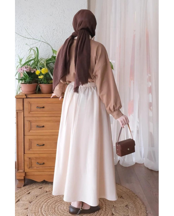 Jupe Trapèze à Nœud BEIGE