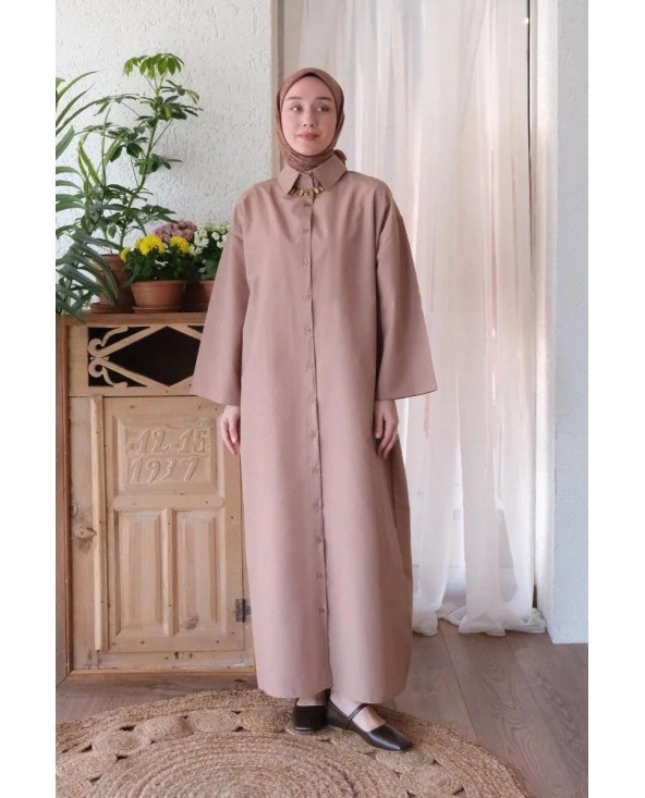 Robe Chemise Longue Coton CAMEL