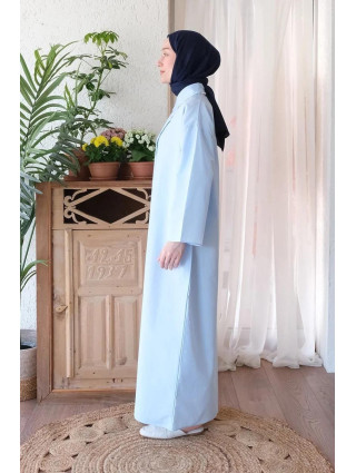 Robe Chemise Longue Coton BLEU