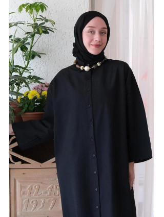 Robe Chemise Longue Coton NOIR