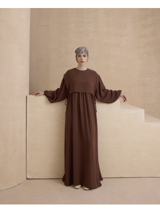 Robe longue à lacet MARRON