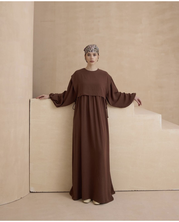 Robe longue à lacet MARRON