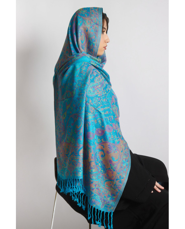 Hijab en Pashmina Bleu