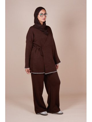 Ensemble croisé maille Marron