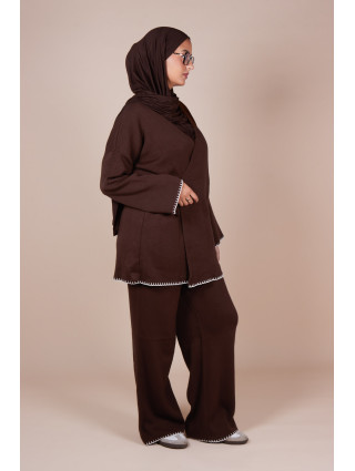 Ensemble croisé maille Marron