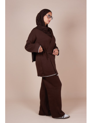 Ensemble croisé maille Marron