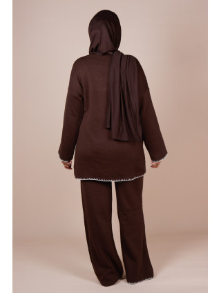 Ensemble croisé maille Marron