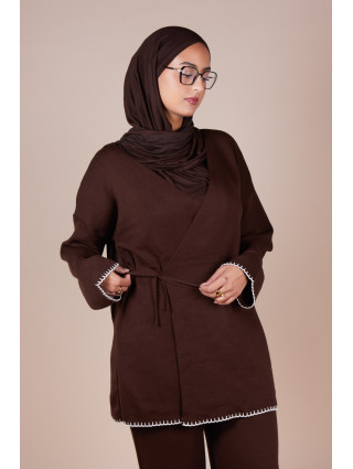 Ensemble croisé maille Marron