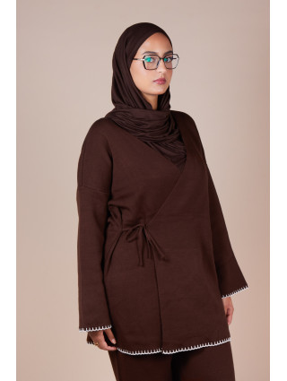 Ensemble croisé maille Marron