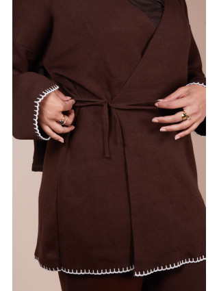 Ensemble croisé maille Marron