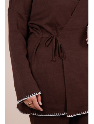 Ensemble croisé maille Marron