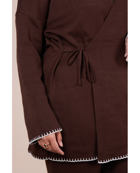 Ensemble croisé maille Marron