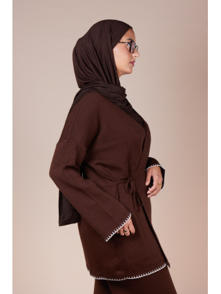 Ensemble croisé maille Marron