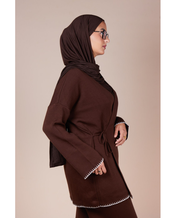 Ensemble croisé maille Marron