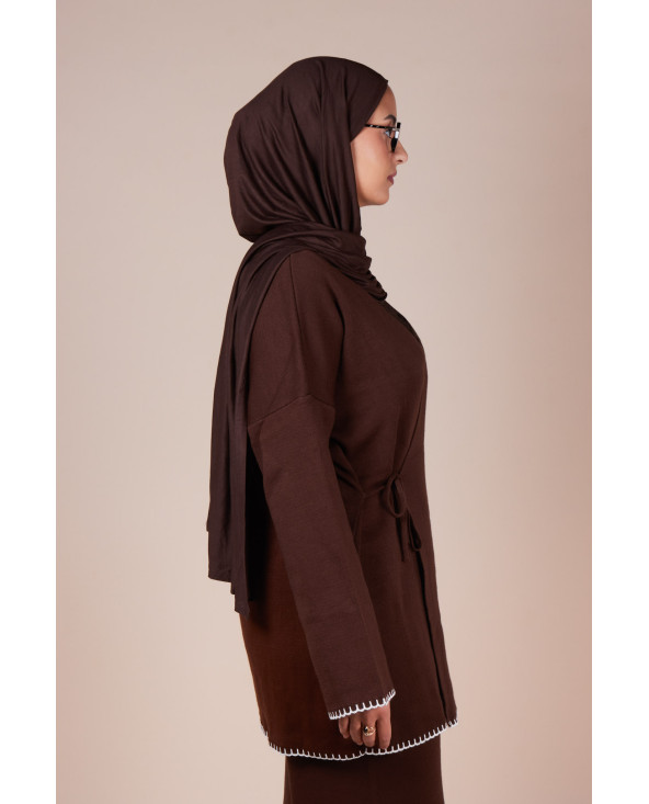 Ensemble croisé maille Marron