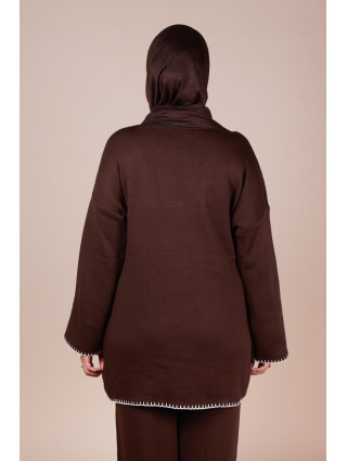 Ensemble croisé maille Marron