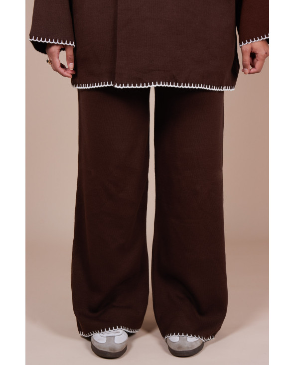 Ensemble croisé maille Marron