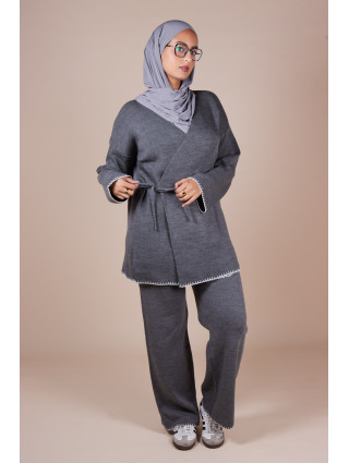 Ensemble croisé maille Gris