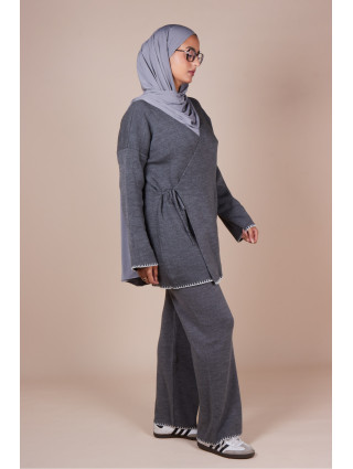 Ensemble croisé maille Gris