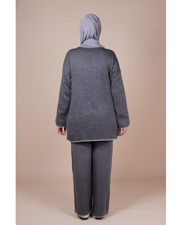 Ensemble croisé maille Gris