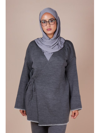 Ensemble croisé maille Gris