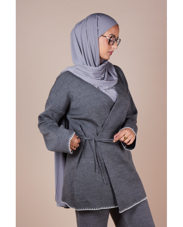 Ensemble croisé maille Gris