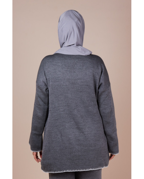 Ensemble croisé maille Gris