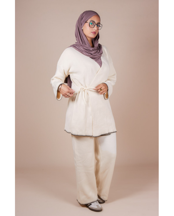 Ensemble croisé maille Crème