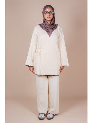 Ensemble croisé maille Crème