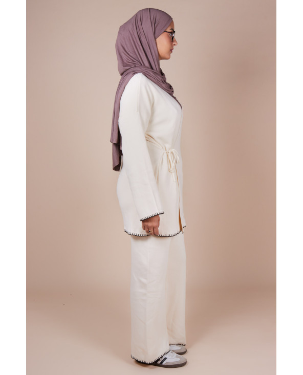 Ensemble croisé maille Crème