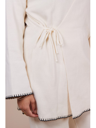 Ensemble croisé maille Crème