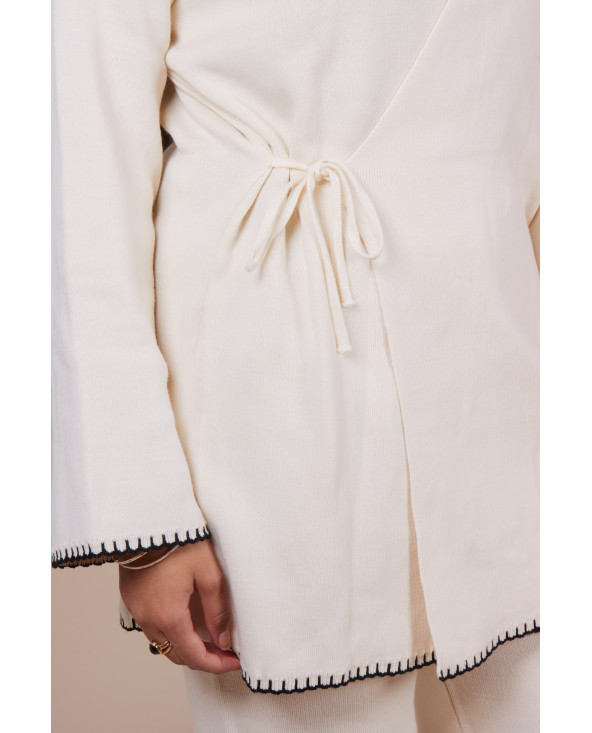 Ensemble croisé maille Crème