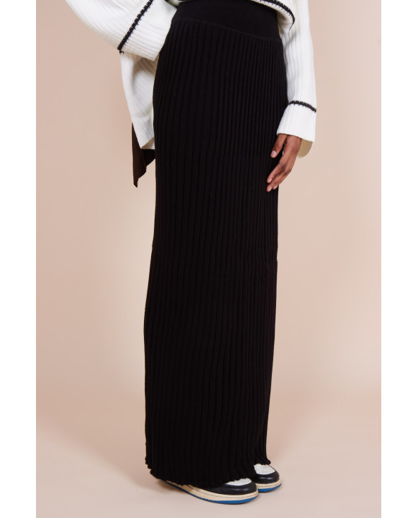 Jupe longue en maille Noire