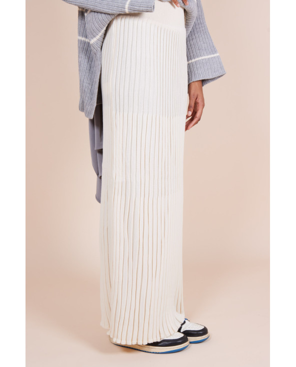 Jupe longue en maille Crème