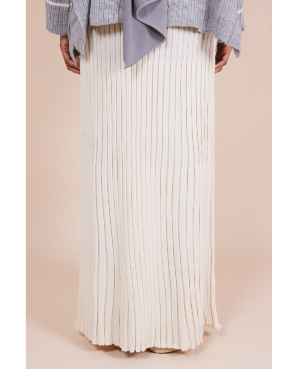 Jupe longue en maille Crème