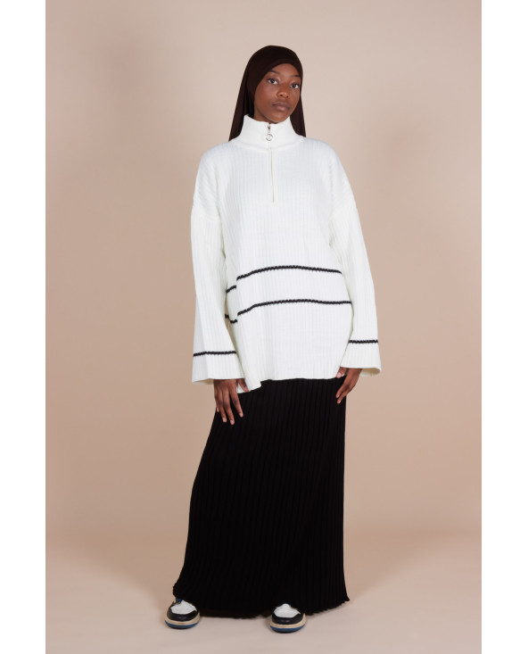 Pull Col zippé oversize Ivoire