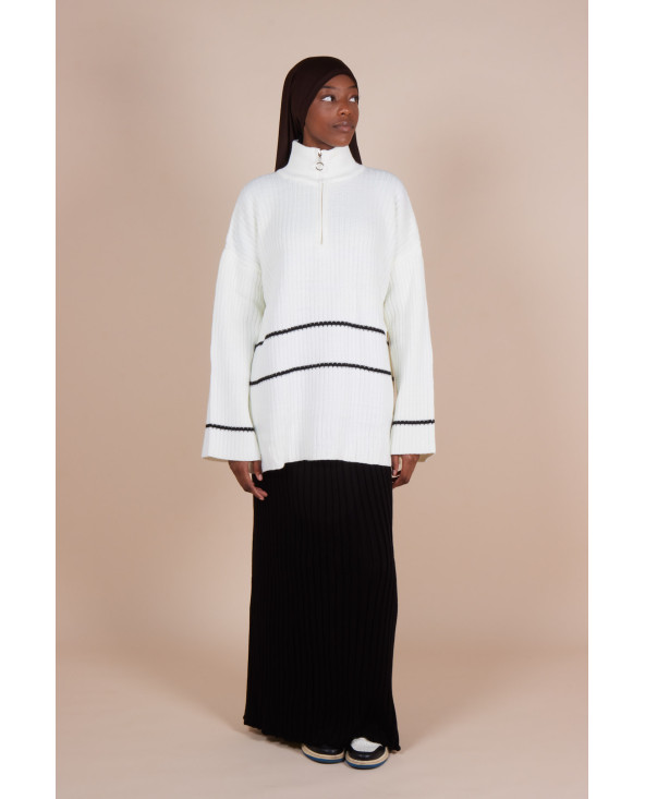 Pull Col zippé oversize Ivoire