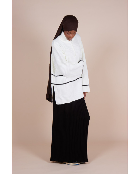 Pull Col zippé oversize Ivoire